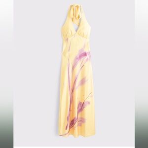 Abercrombie & Fitch Julia Slip Halter Yellow Maxi Dress